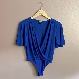 Express Blue bodysuit, flutter sleeves. Size XS, so comfy!